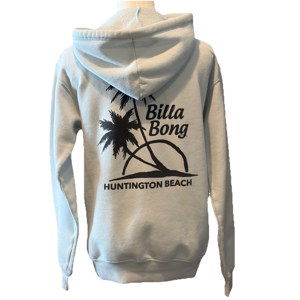 Billabong Women’s XS Light Blue Pullover Hoodie Graphic Beach Pocket Fleece